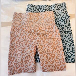 Set of Leopard Bike Shorts w/ Butt Cinch